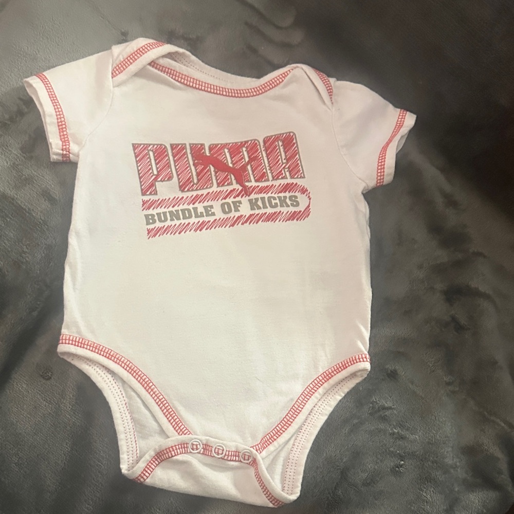 puma size 3-6 months onesie in White and Red